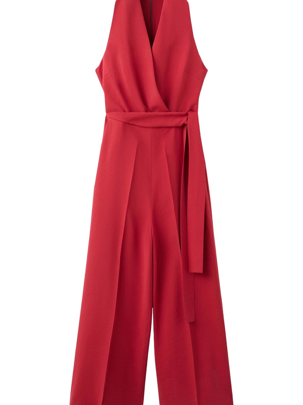 Mango Red Sleeveless Jumpsuit with Waist Tie - NWT